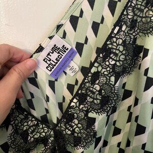 green and black Slip dress